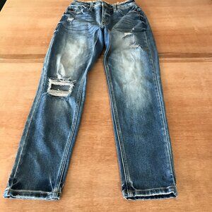 Kancan Clemence Mom Jeans Women 25 Blue High Rise Distressed Medium Wash 17554